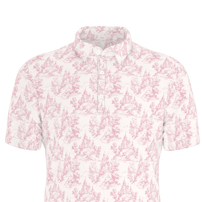 Castle Toile Men's Stretch Collar Polo Shirt