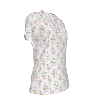 Floral Women's Round Neck Athletic T-Shirt|210GSM
