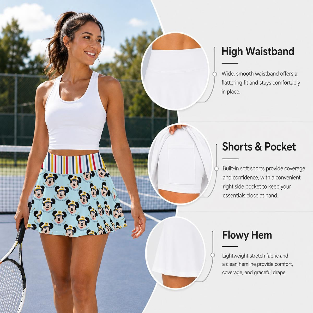 Captain MM Women's Pleated Athletic Skort