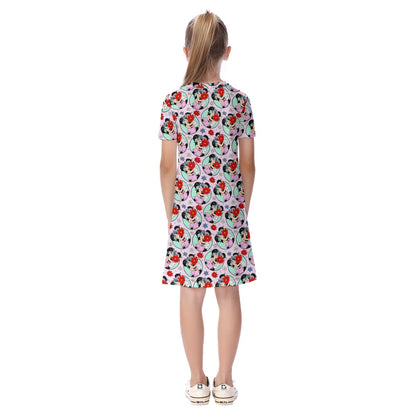 Floral Minnie Circles Kid's Short Sleeve Dress