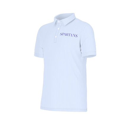 Blue Stripe Spartans Men's Stretch Collar Polo Shirt