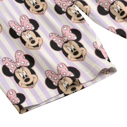 Minnie Striped Women's T-shirt Set With Short Sleeve