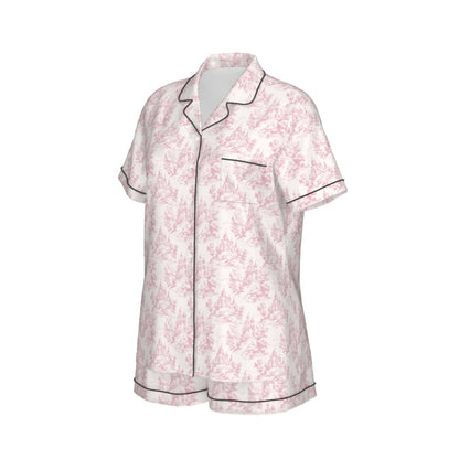Castle Toile Women's Pajama Set With Short Sleeve