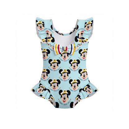 DCL Girls' Ruffle Sleeve Swimsuit With Bow