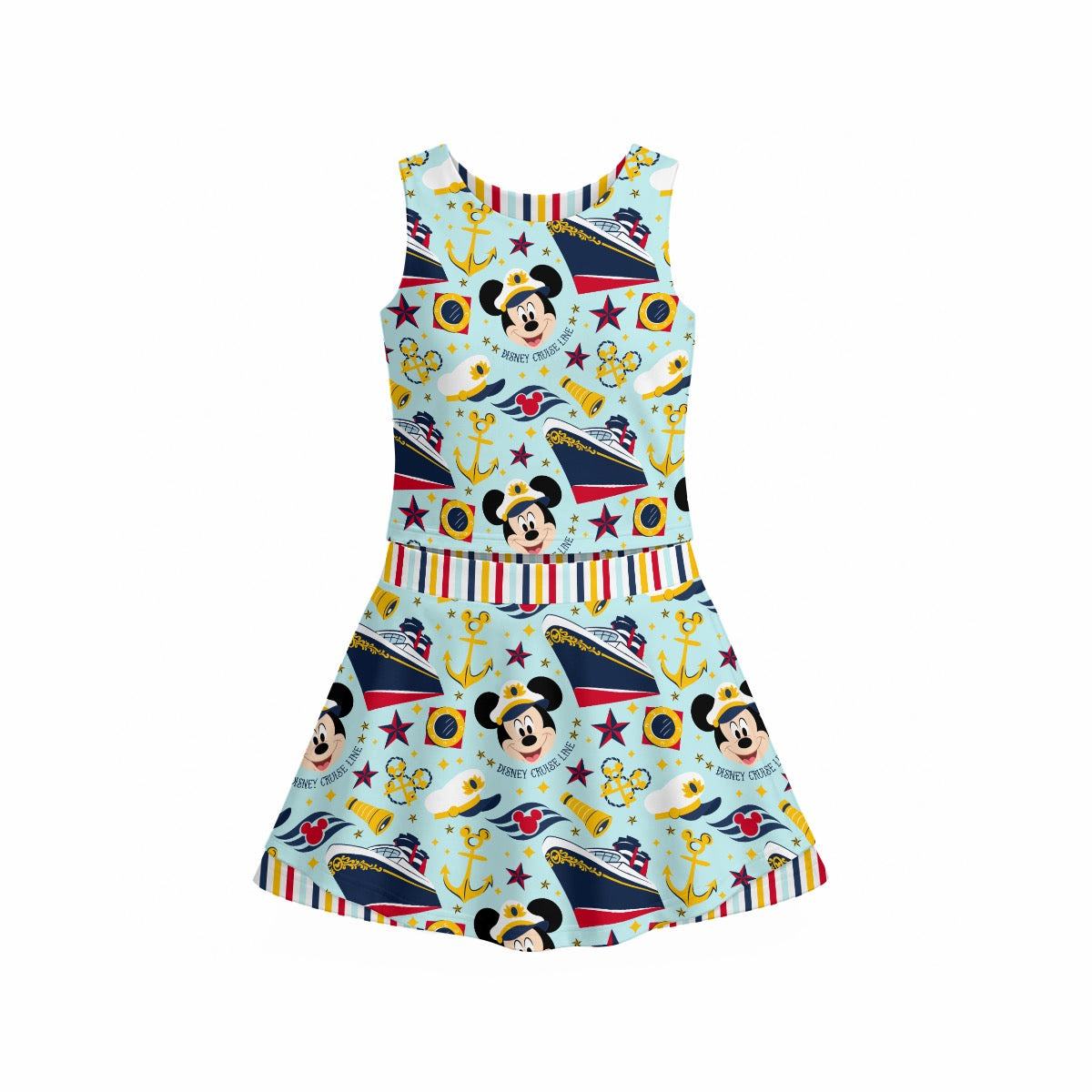Cruising MM & Stripe Girl's Sleeveless Sports Tank & Skort Set