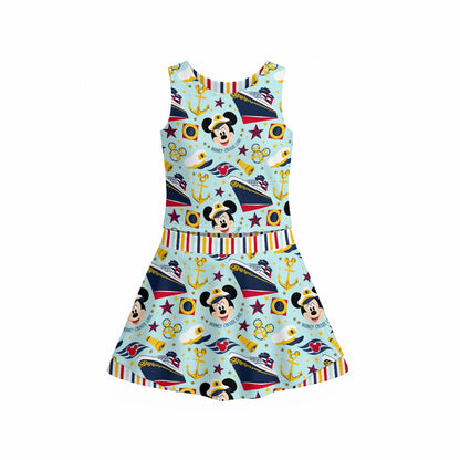 Cruising MM & Stripe Girl's Sleeveless Sports Tank & Skort Set