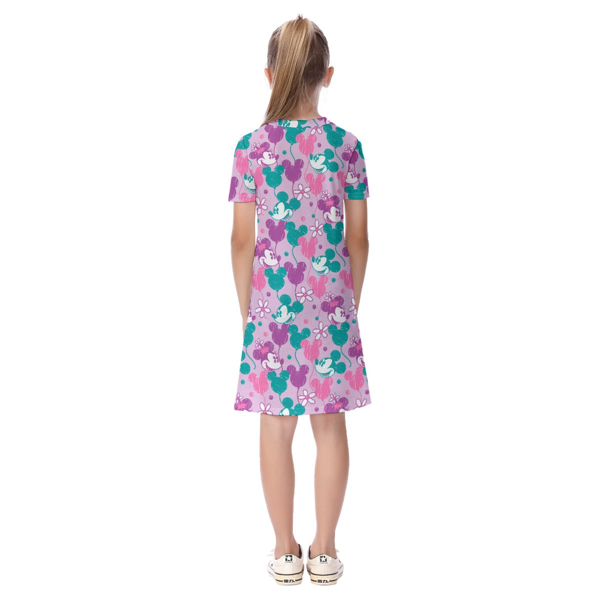 Purple Retro MM Balloons Kid's Short Sleeve Dress