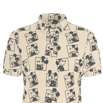Vintage MM Squares Men's Stretch Collar Polo Shirt