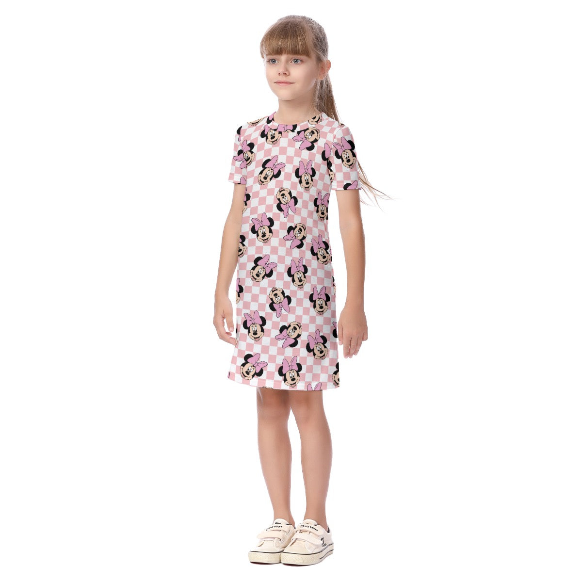 Checkered Minnie Kid's Short Sleeve Dress