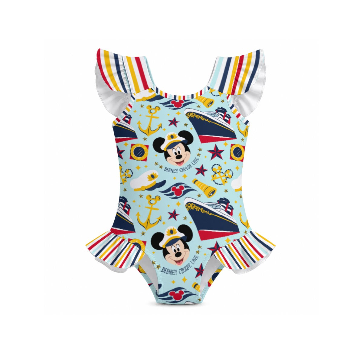 DCL Girls' Ruffle Sleeve Swimsuit With Bow