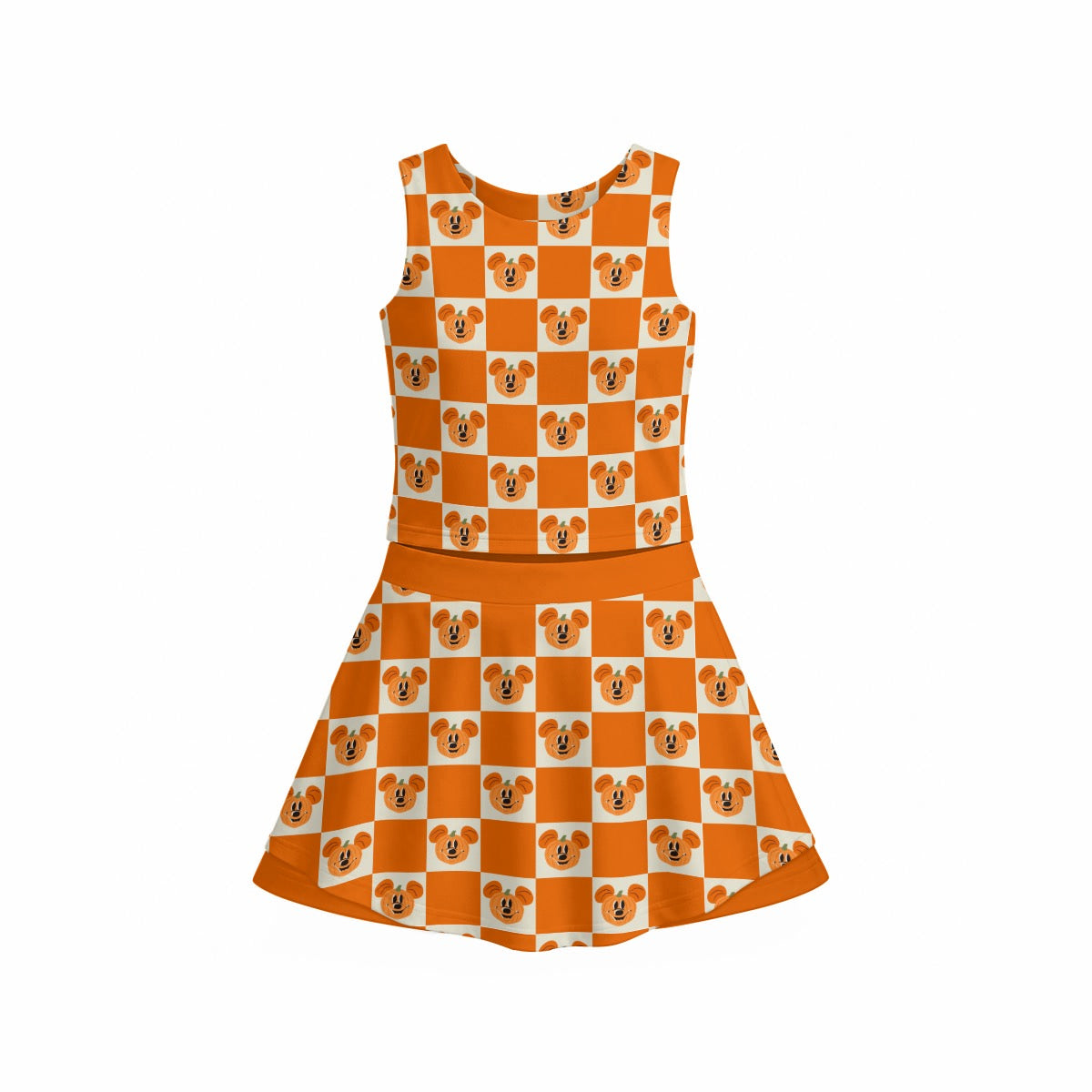 Preppy Pumpkin Girl's Sports Tank & Skort Set