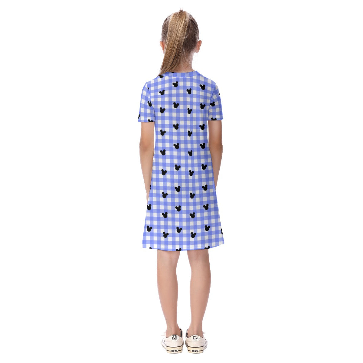 Bright Blue Gingham Kid's Short Sleeve Dress