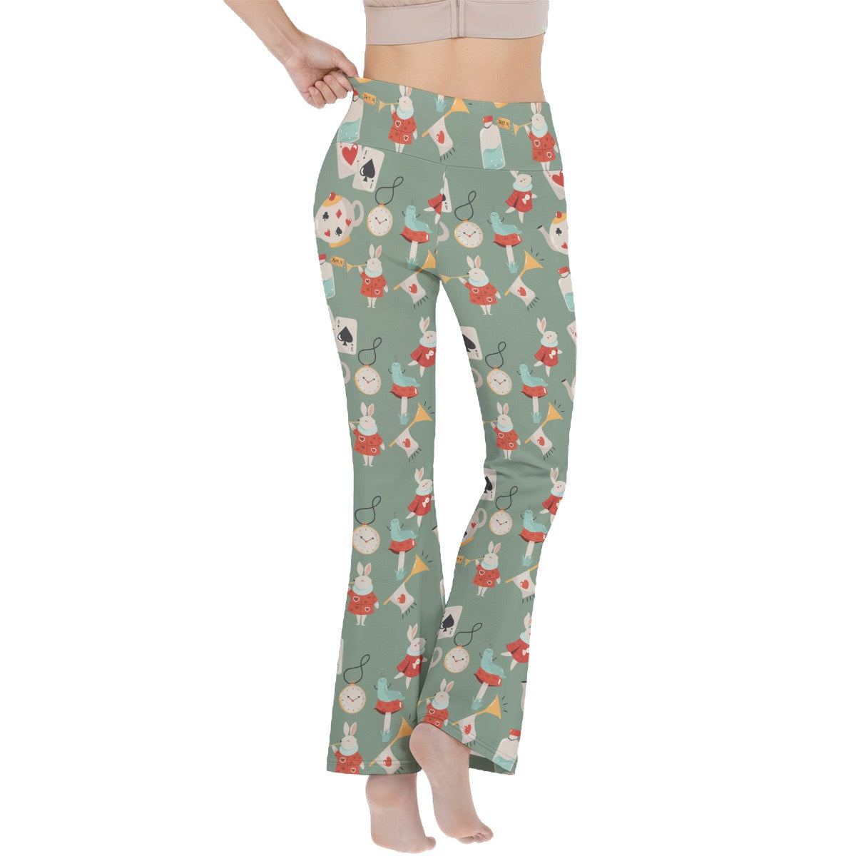 Green Alice Icons Women's Reversible High-Waisted Yoga Pants