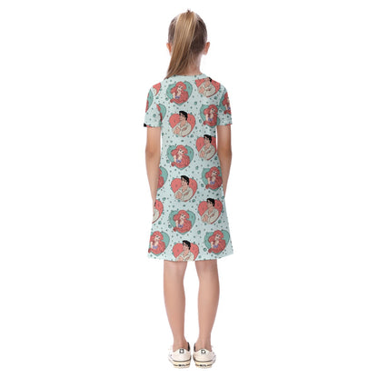 A Mermaid & Her Prince Kid's Short Sleeve Dress