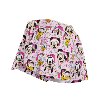 Festive Friends with Lights [pink] Women's Sport Skorts With Pocket