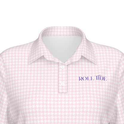 Pink Herringbone Roll Tide Women's Sports Polo Shirt