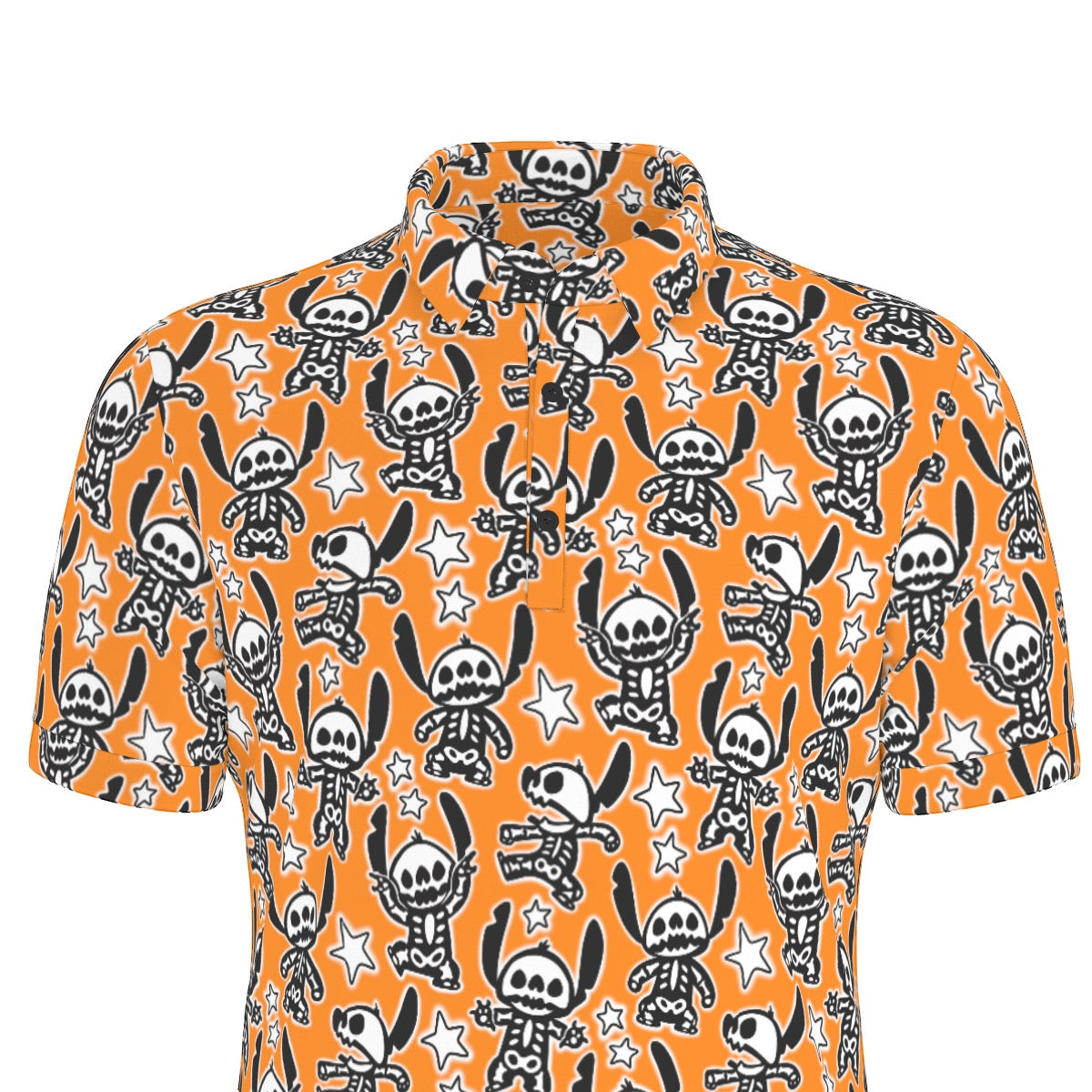Skeleton Alien Men's Stretch Collar Polo Shirt