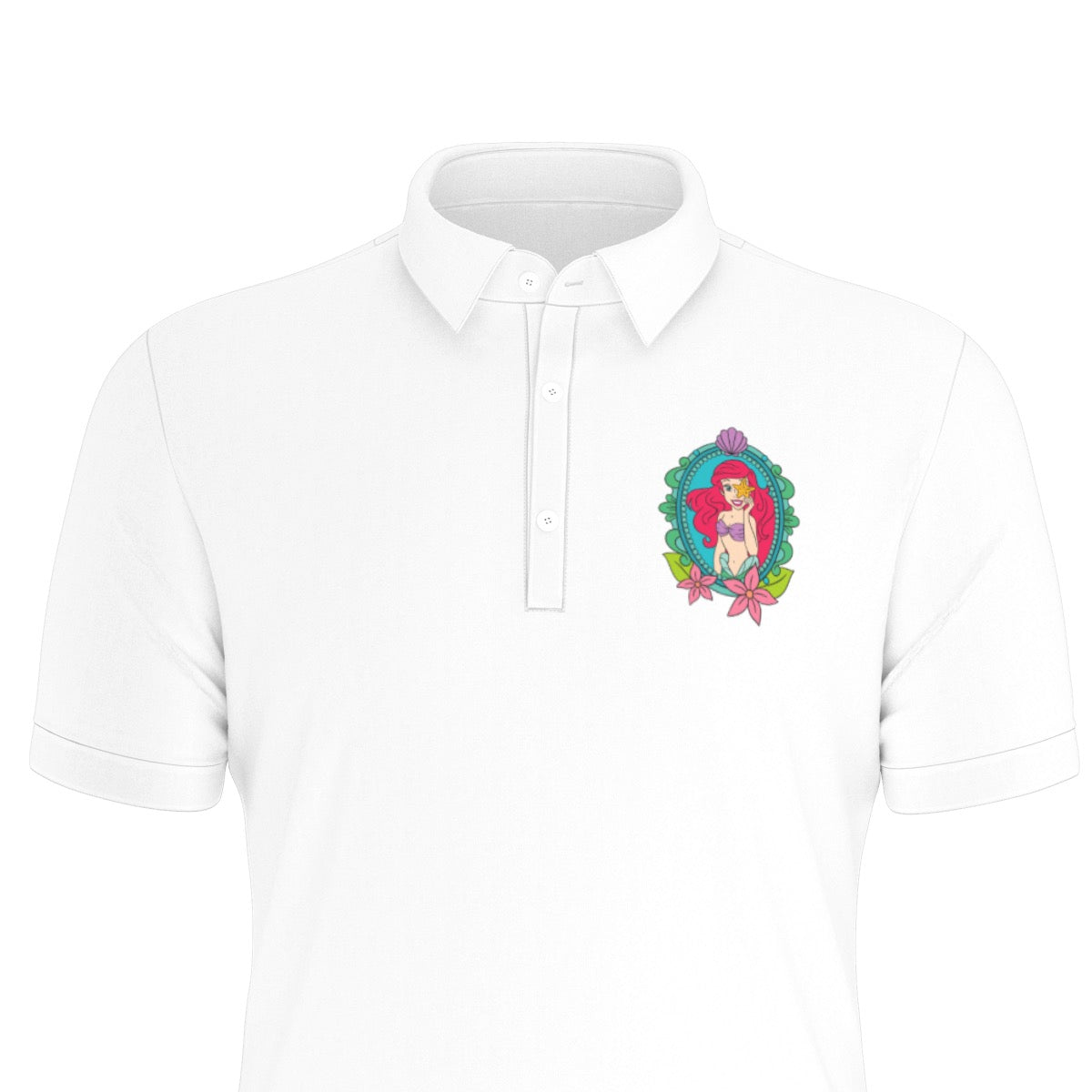 Mermaid Frame Men's Stretch Collar Polo Shirt