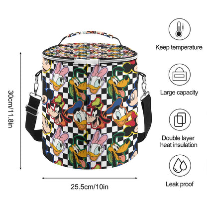 Checkered Friends Insulated Cylinder Cooler Bag