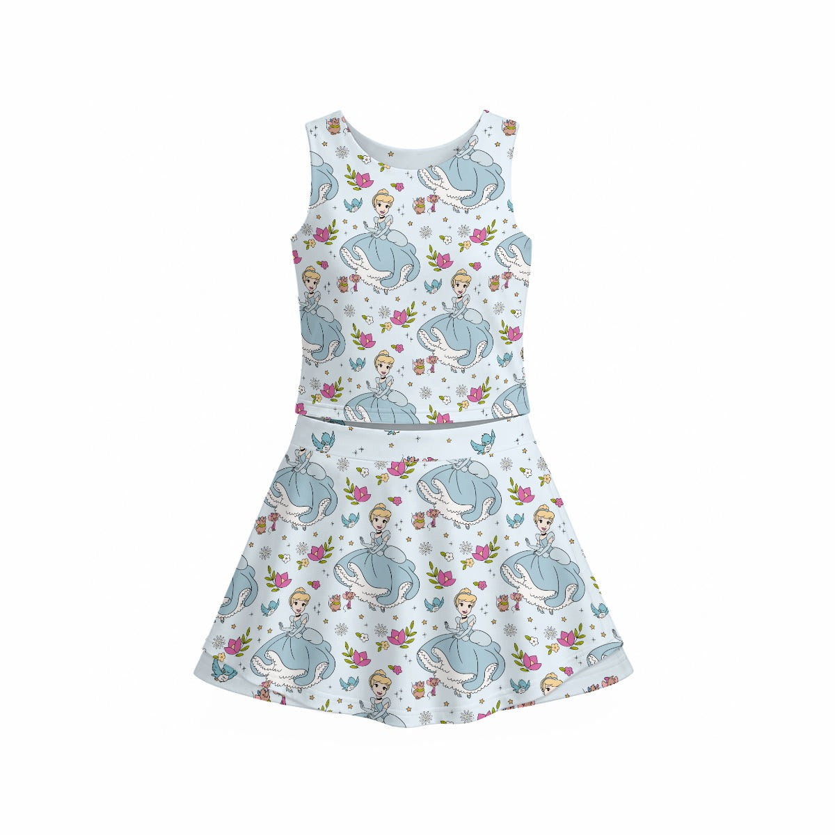 Cindy Girl's Sleeveless Sports Tank & Skort Set