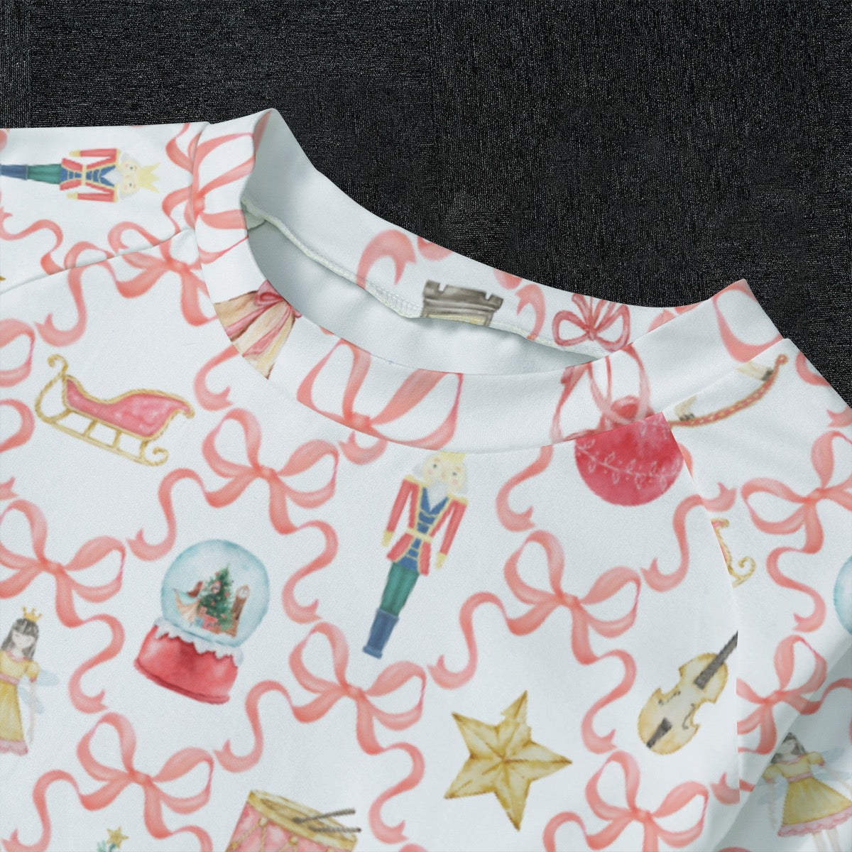 Red Bow Trellis Nutcracker Kid's Raglan Sleeve Pajamas