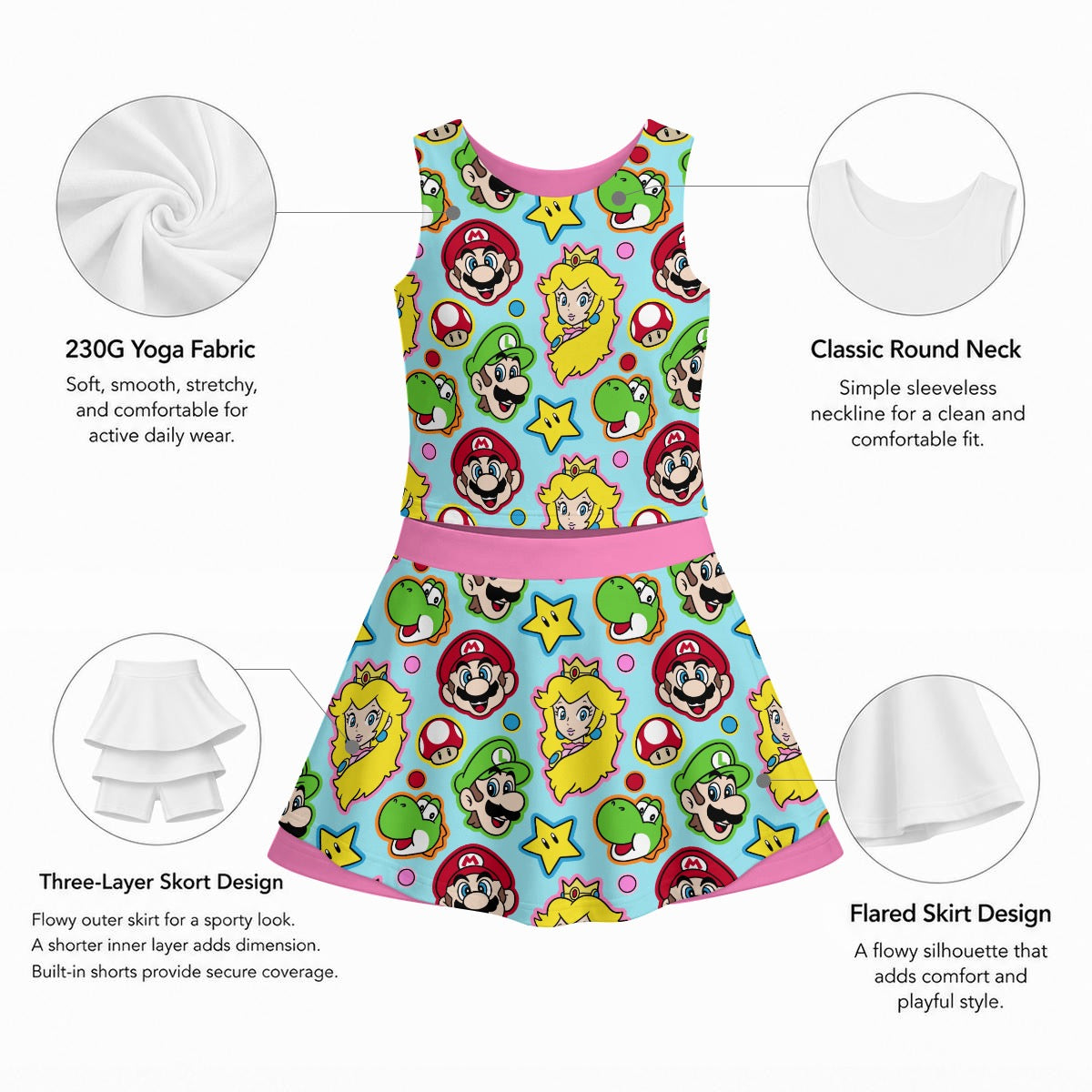 Super Brothers Girl's Tank & Skort Set