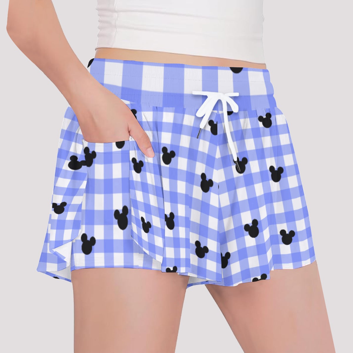 Bright Blue Gingham Girls' Sports Culottes