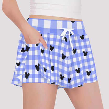 Bright Blue Gingham Girls' Sports Culottes