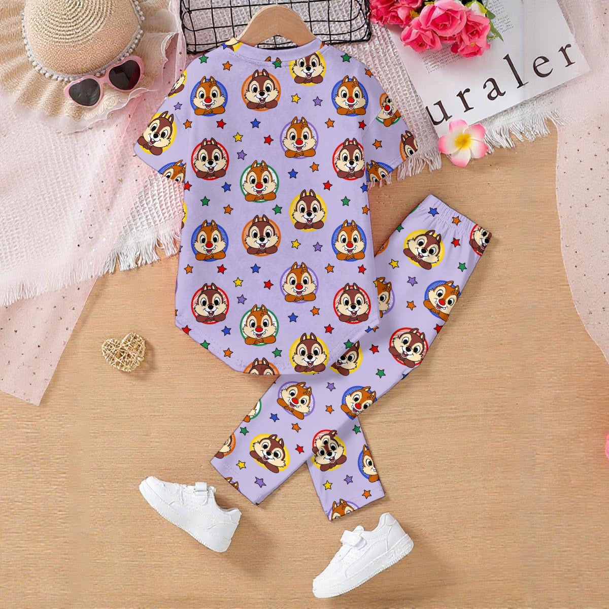 Purple Chipmunks Kids' Casual Top and Pants Set