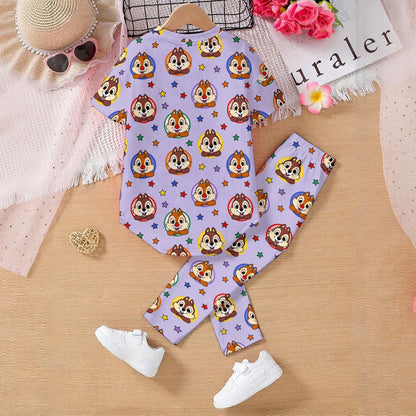 Purple Chipmunks Kids' Casual Top and Pants Set