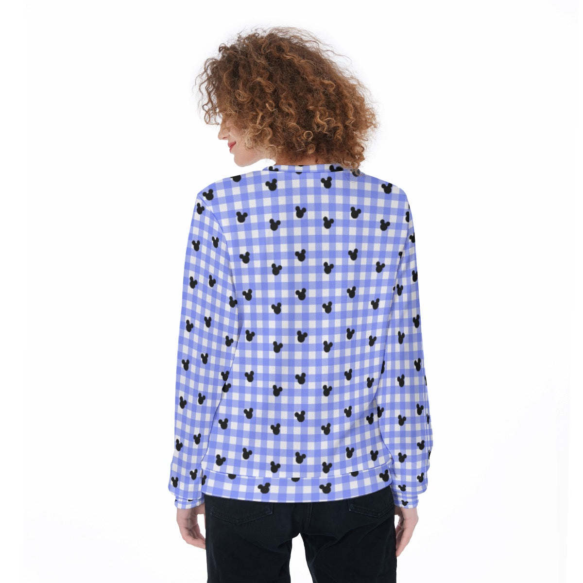 Bright Blue Gingham Women's Sweater