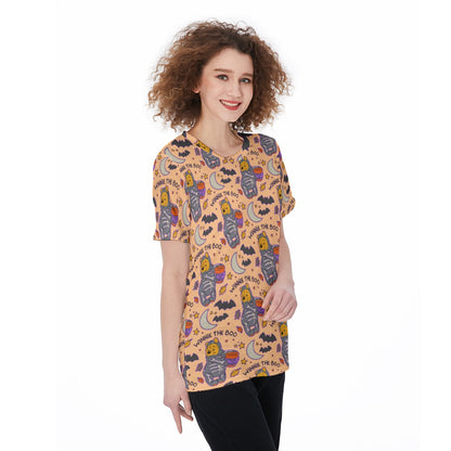 Winnie the Boo [orange] Women's O-Neck T-Shirt|180 GSM Jersey