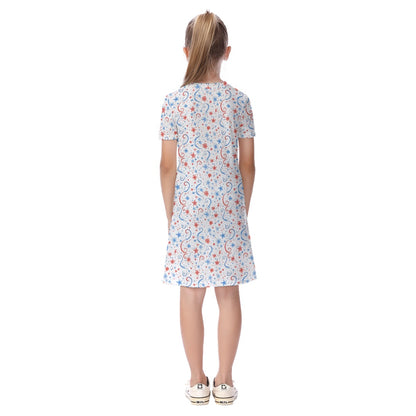 Patriotic Swirls Girl’s Short Sleeve Dress