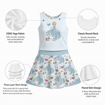 Cindy Girl's Sports Tank & Skort Set