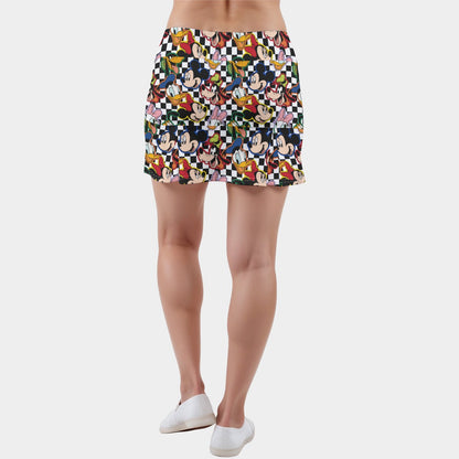 Checkered Friends Women's Active Skort With Inner Shorts