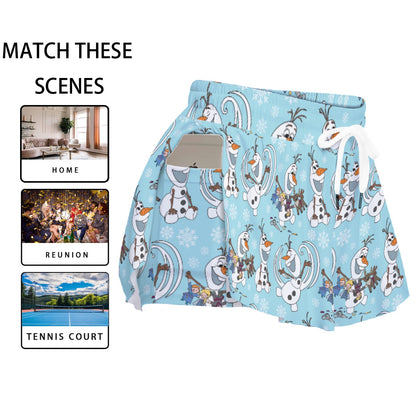 Snowman Making Friends  Women's Sport Skorts With Pocket