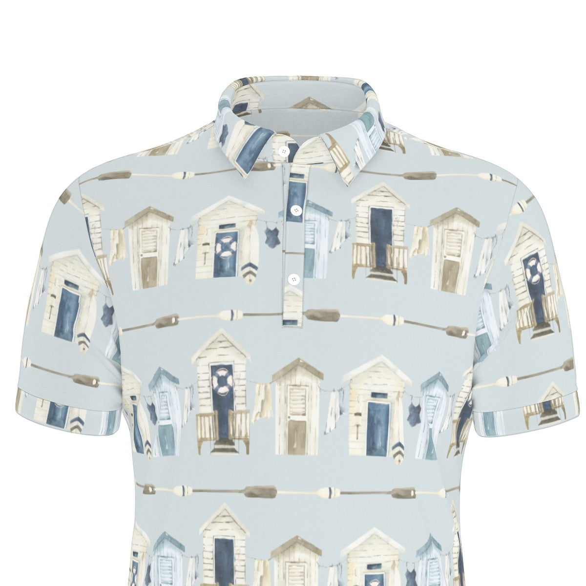 Beach Houses & Oars Men's Stretch Collar Polo Shirt