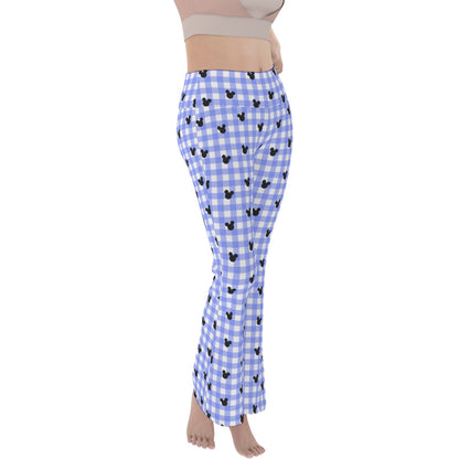 Bright Blue Gingham Women's Flare Yoga Pants
