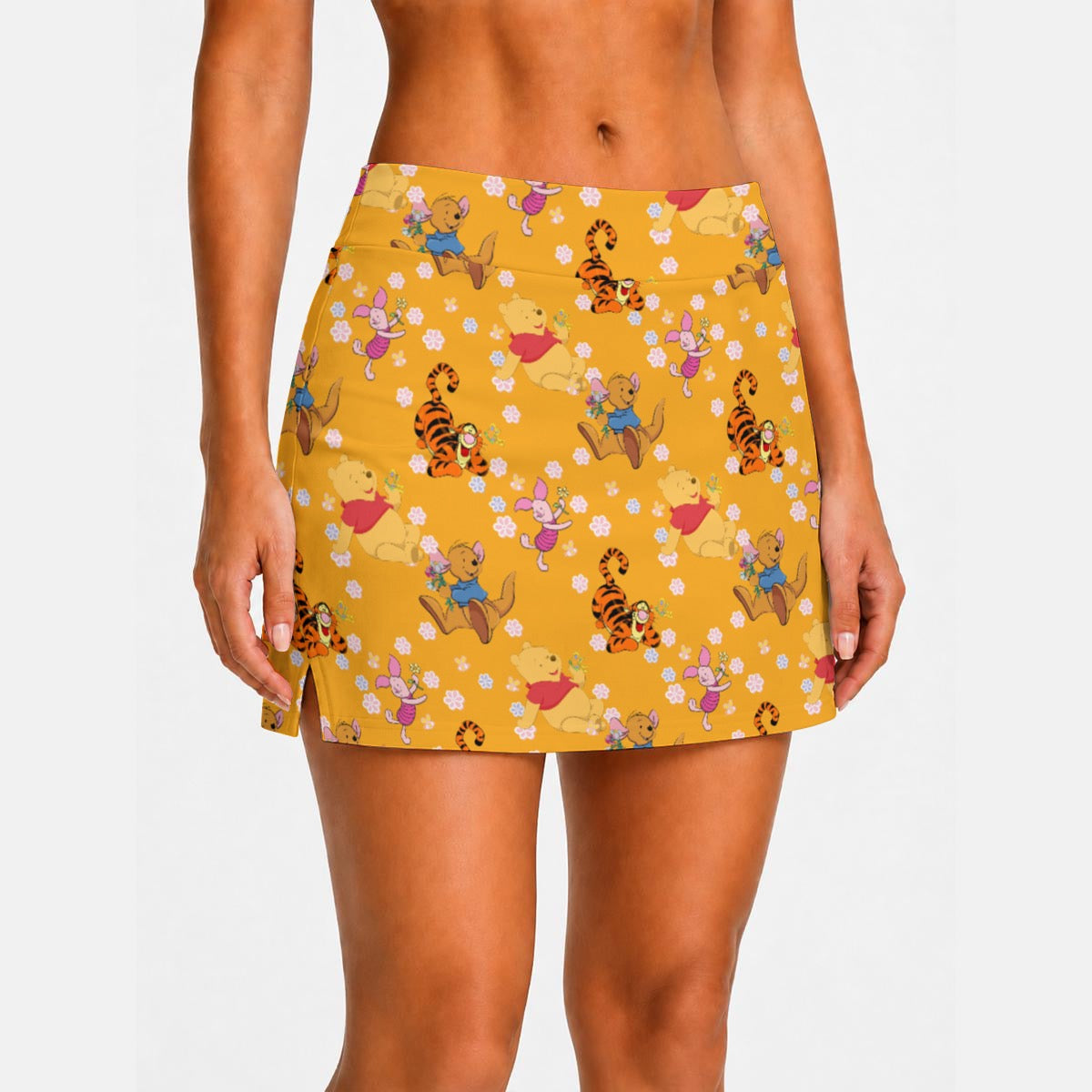 Floral Winnie & Friends Women's High-Stretch A-Line Skort