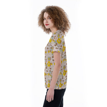 Retro Floral V-neck Women's T-shirt
