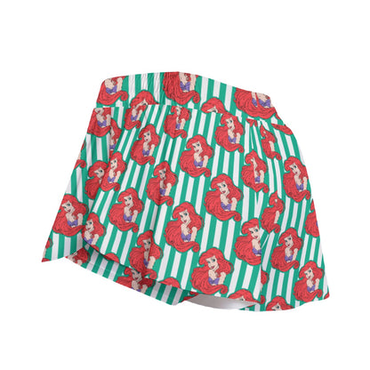 Striped Mermaid Women's Sport Skorts With Pocket