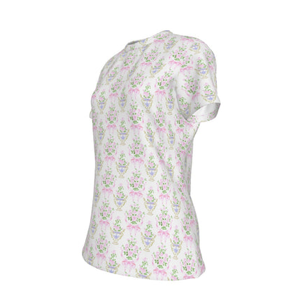 Floral Women's Round Neck Athletic T-Shirt|210GSM