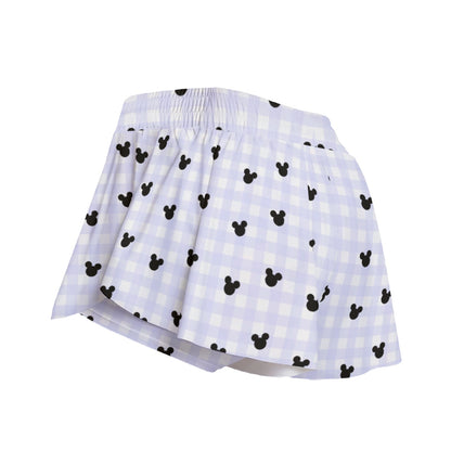 Periwinkle Gingham Women's Sport Skorts With Pocket
