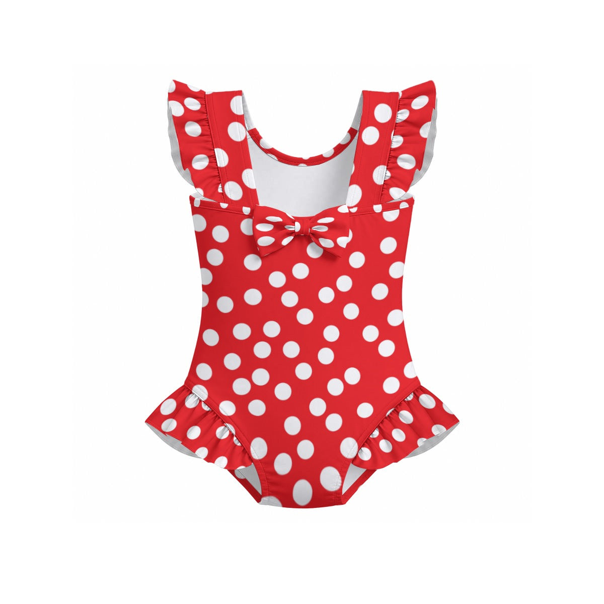Minnie Dots Girls' Ruffle Sleeve Swimsuit With Bow