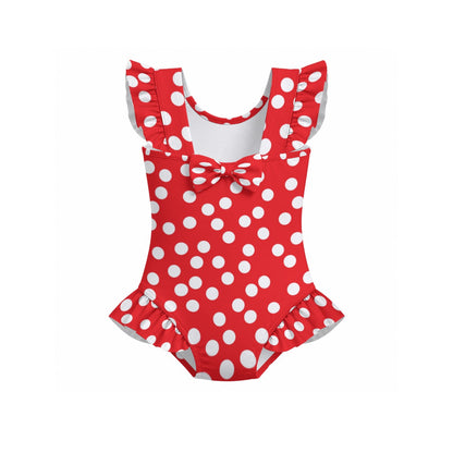 Minnie Dots Girls' Ruffle Sleeve Swimsuit With Bow
