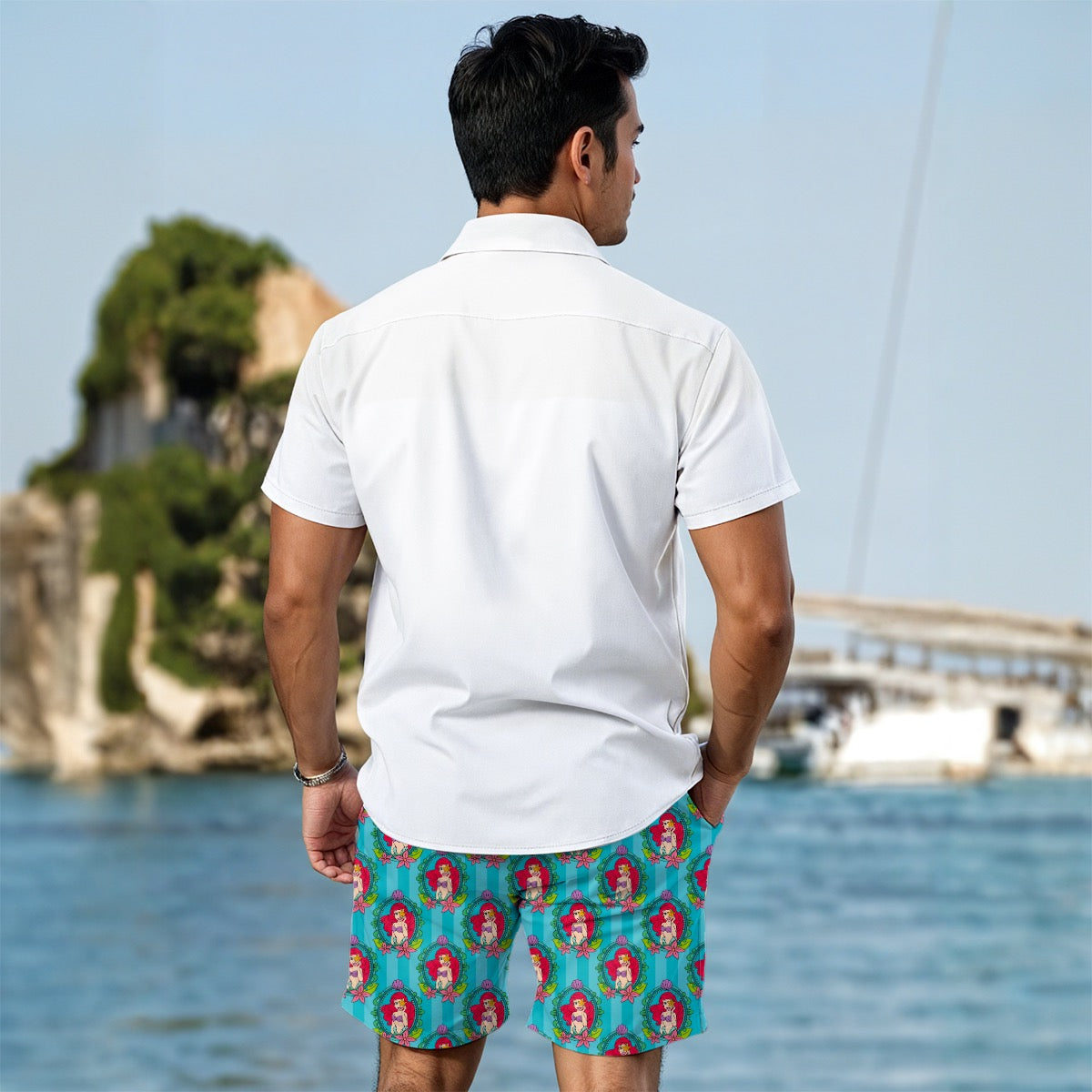 Mermaid Cameo Men's Summer Shirt Set