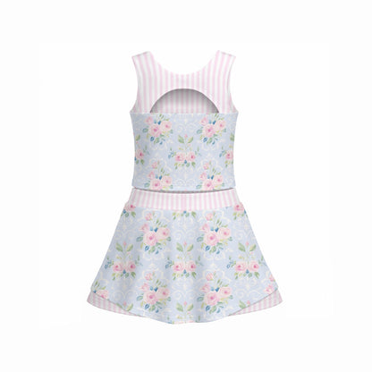 Rose Girl's Sleeveless Sports Tank & Skort Set