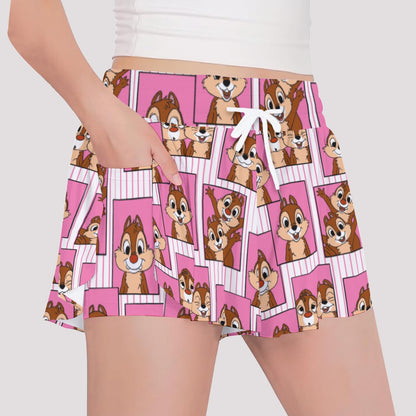 Chipmunks [pink stripe] Girls' Sports Culottes