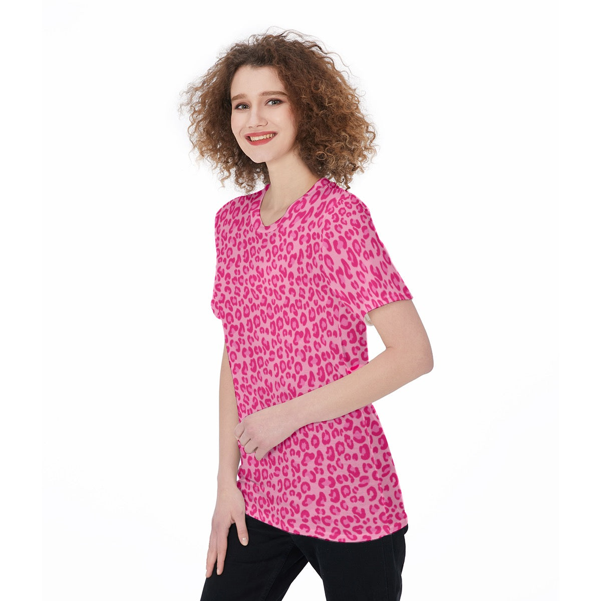 Pink Leopard Women's O-Neck T-Shirt|180 GSM Jersey