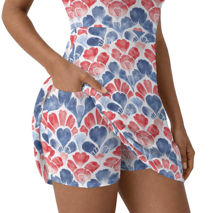 Patriotic Watercolor Women’s Athletic Dress With Built‑In Shorts